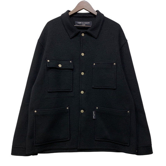 【中古品】【メンズ】 COMME DES GARCONS HOMME コムデギャルソンオム HH-J027 WOOL DOUBLE FACE MELTON JACKET ウール ダブル フェイス メルトン ジャケット アウター 140-261011-kh-01-izu サイズ：L カラー：ブラック 万代Net店