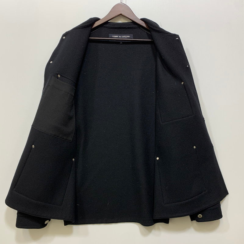 【中古品】【メンズ】 COMME DES GARCONS HOMME コムデギャルソンオム HH-J027 WOOL DOUBLE FACE MELTON JACKET ウール ダブル フェイス メルトン ジャケット アウター 140-261011-kh-01-izu サイズ：L カラー：ブラック 万代Net店