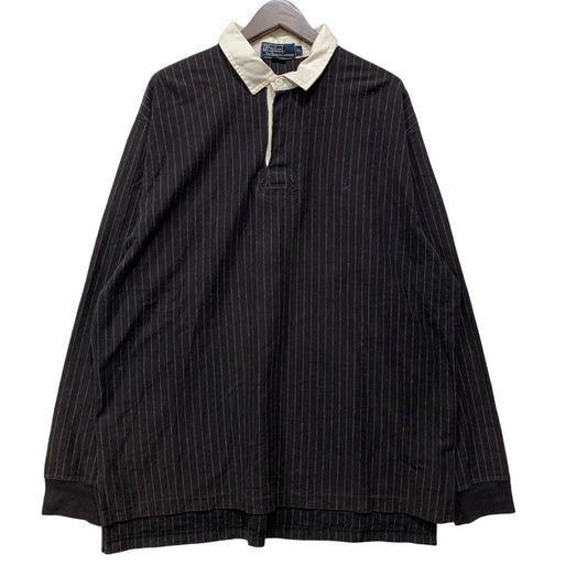 【中古品】【メンズ】 Polo by Ralph Lauren ポロバイラルフローレン RUGGER STRIPE SHIRT ラガー ストライプ シャツ 長袖 146-261013-as-01-izu サイズ：XL カラー：ブラック 万代Net店