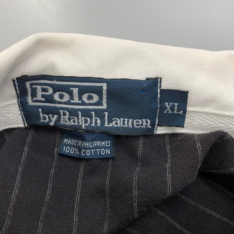【中古品】【メンズ】 Polo by Ralph Lauren ポロバイラルフローレン RUGGER STRIPE SHIRT ラガー ストライプ シャツ 長袖 146-261013-as-01-izu サイズ：XL カラー：ブラック 万代Net店