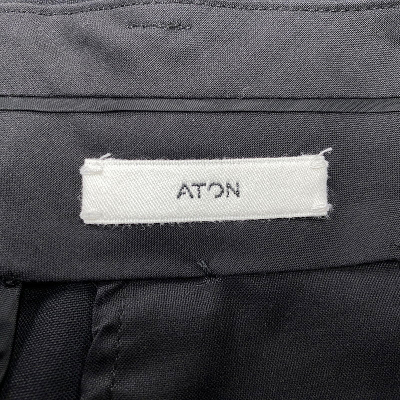 【中古品】【メンズ】 ATON エイトン PR.AG.LM.6910 WOOL TROPICAL WIDE EASY PANTS ウール トロピカル ワイド イージーパンツ ボトムス 151-261009-sm-14-izu サイズ：6 カラー：ブラック 万代Net店