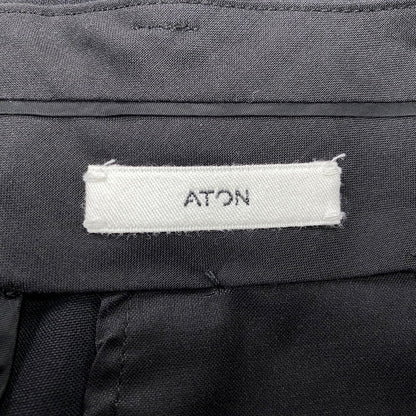 【中古品】【メンズ】 ATON エイトン PR.AG.LM.6910 WOOL TROPICAL WIDE EASY PANTS ウール トロピカル ワイド イージーパンツ ボトムス 151-261009-sm-14-izu サイズ：6 カラー：ブラック 万代Net店