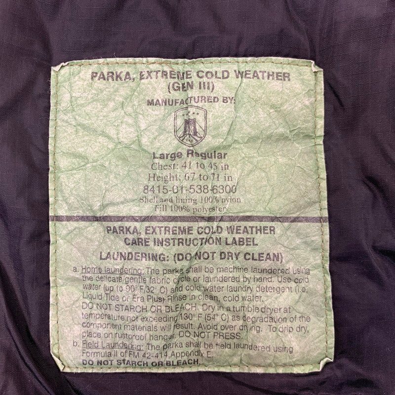 【現状渡し品】【メンズ】 U.S.ARMY ユーエスアーミー 8415-01-538-6300 ECWCS LEVEL7 JACKET ジャケット アウター 146-261008-kh-08-izu サイズ：LARGE-REGULAR カラー：ブラック 万代Net店