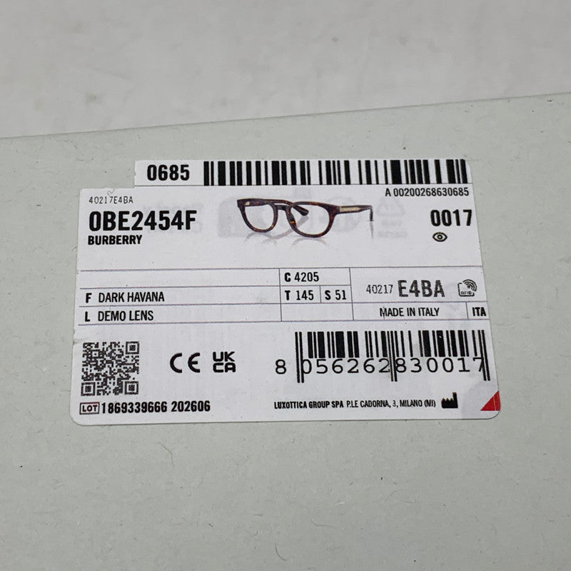 【中古品】【メンズ/レディース】 BURBERRY バーバリー B2454-F 4205 べっ甲柄 OPTICAL オプティカル メガネ 眼鏡 203-261009-cs-04-izu サイズ：51口20-145 カラー：ブラウン 万代Net店