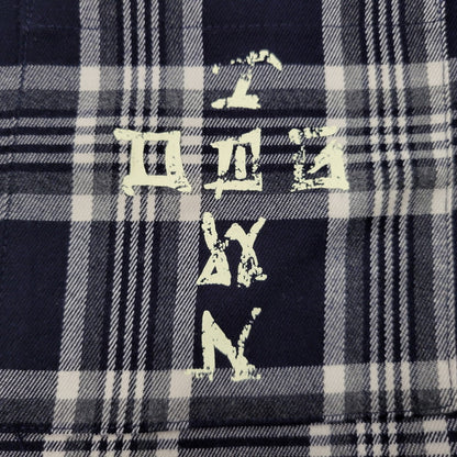 【中古品】【メンズ】 DOG TOWN ドッグタウン LOGO PRINT CHECK SHIRT ロゴ プリント チェック シャツ 長袖 トップス 142-261015-ay-02-izu サイズ：L カラー：ネイビー 万代Net店