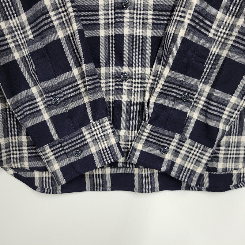 【中古品】【メンズ】 DOG TOWN ドッグタウン LOGO PRINT CHECK SHIRT ロゴ プリント チェック シャツ 長袖 トップス 142-261015-ay-02-izu サイズ：L カラー：ネイビー 万代Net店