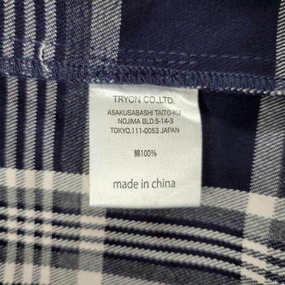 【中古品】【メンズ】 DOG TOWN ドッグタウン LOGO PRINT CHECK SHIRT ロゴ プリント チェック シャツ 長袖 トップス 142-261015-ay-02-izu サイズ：L カラー：ネイビー 万代Net店