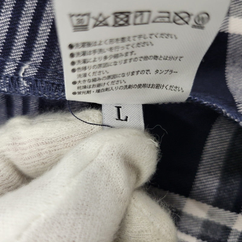 【中古品】【メンズ】 DOG TOWN ドッグタウン LOGO PRINT CHECK SHIRT ロゴ プリント チェック シャツ 長袖 トップス 142-261015-ay-02-izu サイズ：L カラー：ネイビー 万代Net店