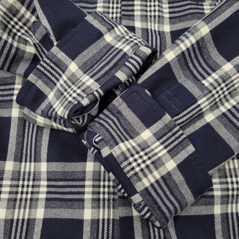 【中古品】【メンズ】 DOG TOWN ドッグタウン LOGO PRINT CHECK SHIRT ロゴ プリント チェック シャツ 長袖 トップス 142-261015-ay-02-izu サイズ：L カラー：ネイビー 万代Net店
