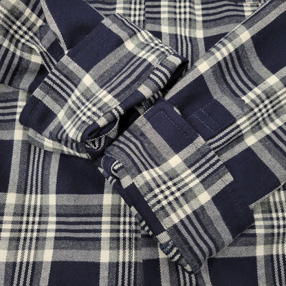 【中古品】【メンズ】 DOG TOWN ドッグタウン LOGO PRINT CHECK SHIRT ロゴ プリント チェック シャツ 長袖 トップス 142-261015-ay-02-izu サイズ：L カラー：ネイビー 万代Net店