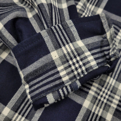 【中古品】【メンズ】 DOG TOWN ドッグタウン LOGO PRINT CHECK SHIRT ロゴ プリント チェック シャツ 長袖 トップス 142-261015-ay-02-izu サイズ：L カラー：ネイビー 万代Net店