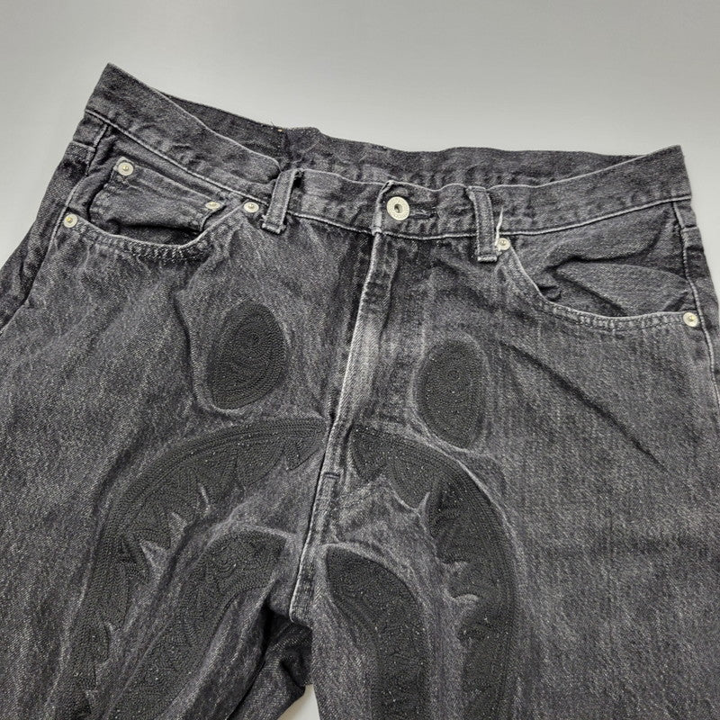 【中古品】【メンズ】 A BATHING APE アベイシングエイプ SHARK 13 OZ DENIM PANTS 001DPK801004M シャーク 13オンス デニムパンツ ジーンズ 153-261010-as-31-izu サイズ：XL カラー：ブラック 万代Net店