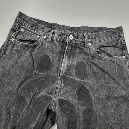 【中古品】【メンズ】 A BATHING APE アベイシングエイプ SHARK 13 OZ DENIM PANTS 001DPK801004M シャーク 13オンス デニムパンツ ジーンズ 153-261010-as-31-izu サイズ：XL カラー：ブラック 万代Net店