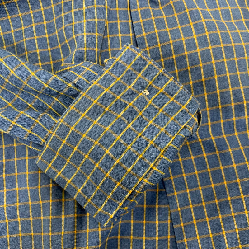 【中古品】【メンズ】 ARROW アロー USA製 OPENCOLLAR CHECK SHIRT オープンカラー チェック シャツ トップス 146-261011-kh-02-izu サイズ：M カラー：ブルー×イエロー 万代Net店
