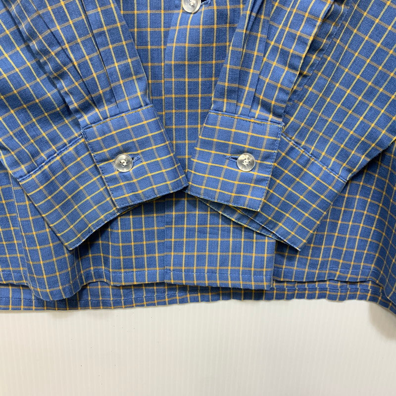 【中古品】【メンズ】 ARROW アロー USA製 OPENCOLLAR CHECK SHIRT オープンカラー チェック シャツ トップス 146-261011-kh-02-izu サイズ：M カラー：ブルー×イエロー 万代Net店