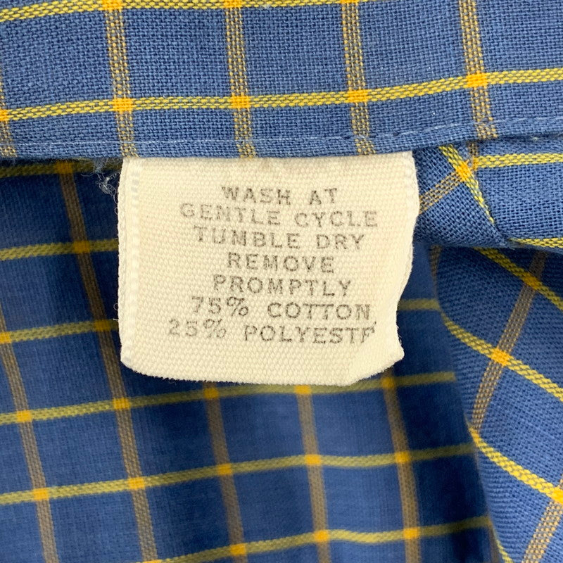 【中古品】【メンズ】 ARROW アロー USA製 OPENCOLLAR CHECK SHIRT オープンカラー チェック シャツ トップス 146-261011-kh-02-izu サイズ：M カラー：ブルー×イエロー 万代Net店