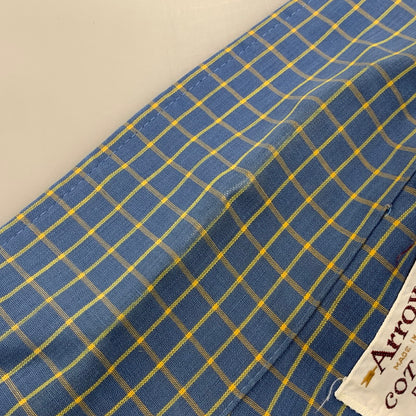 【中古品】【メンズ】 ARROW アロー USA製 OPENCOLLAR CHECK SHIRT オープンカラー チェック シャツ トップス 146-261011-kh-02-izu サイズ：M カラー：ブルー×イエロー 万代Net店