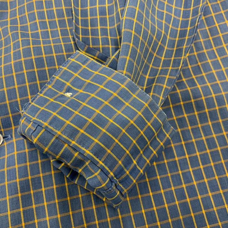 【中古品】【メンズ】 ARROW アロー USA製 OPENCOLLAR CHECK SHIRT オープンカラー チェック シャツ トップス 146-261011-kh-02-izu サイズ：M カラー：ブルー×イエロー 万代Net店