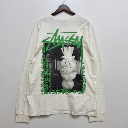 【中古品】【メンズ】 STUSSY ステューシー LANDIN L/S TEE ランディン ロングスリーブ Tシャツ プリント 長袖 トップス 142-261015-ay-11-izu サイズ：L カラー：ホワイト 万代Net店