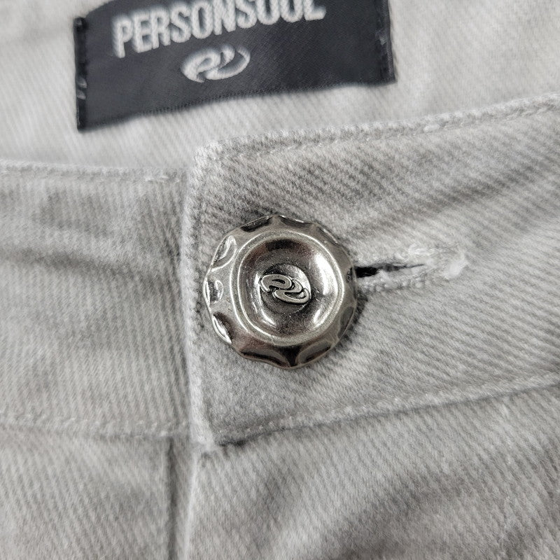 【中古品】【メンズ】 PERSONSOUL パーソンソウル WIDE DENIM PANTS ワイドデニムパンツ 153-261010-as-29-izu サイズ：XL カラー：ライトグレー 万代Net店