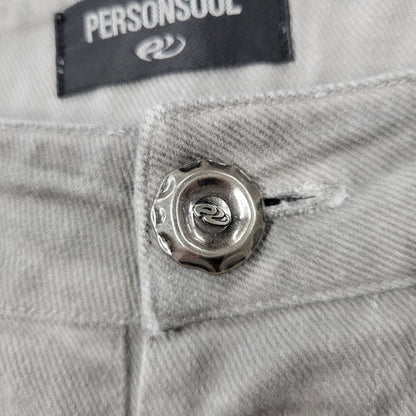 【中古品】【メンズ】 PERSONSOUL パーソンソウル WIDE DENIM PANTS ワイドデニムパンツ 153-261010-as-29-izu サイズ：XL カラー：ライトグレー 万代Net店