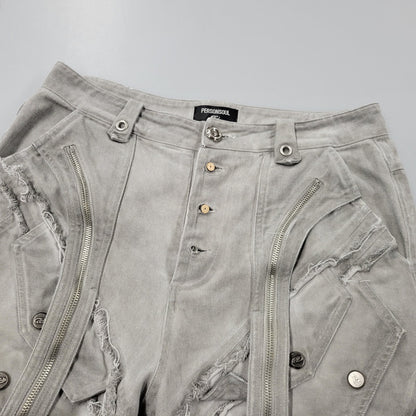 【中古品】【メンズ】 PERSONSOUL パーソンソウル WIDE DENIM PANTS ワイドデニムパンツ 153-261010-as-29-izu サイズ：XL カラー：ライトグレー 万代Net店