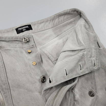 【中古品】【メンズ】 PERSONSOUL パーソンソウル WIDE DENIM PANTS ワイドデニムパンツ 153-261010-as-29-izu サイズ：XL カラー：ライトグレー 万代Net店