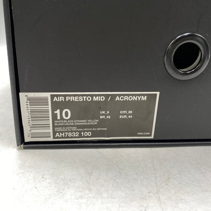 【中古品】【メンズ】 NIKE ナイキ × ACRONYM アクロニウム AH7832-100 AIR PRESTO MID エア プレスト ミッド シューズ スニーカー 靴 160-261018-ms-23-izu サイズ：28ｃｍ カラー：WHITE BLACK DYNAMIC YELLOW 万代Net店