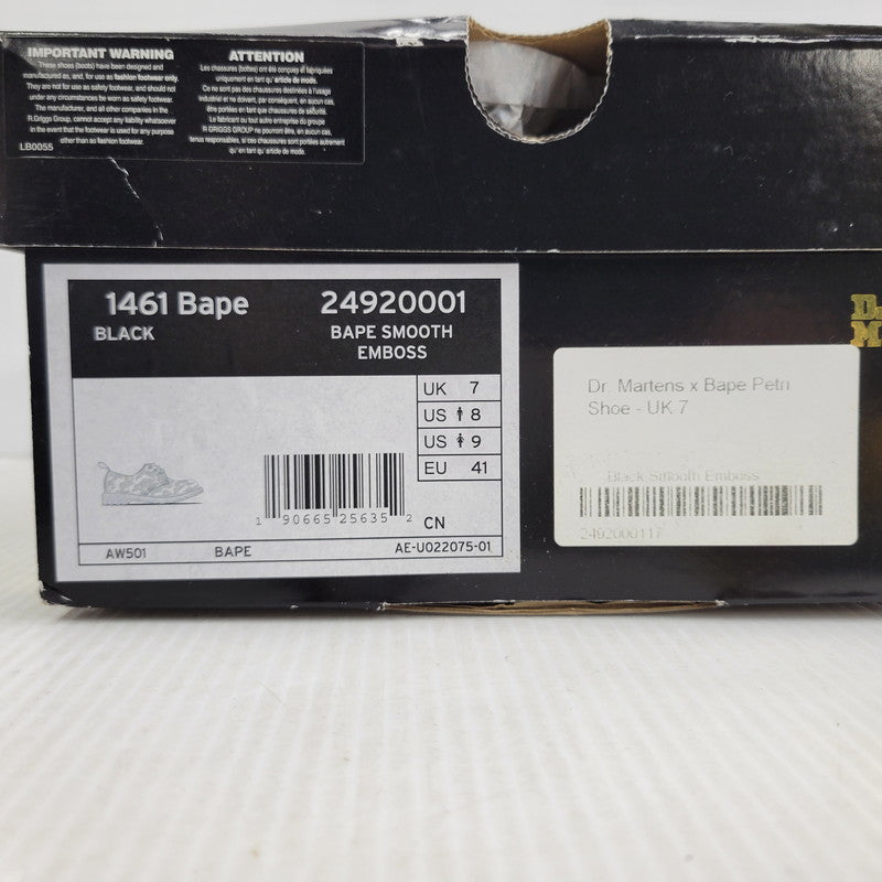 【中古美品】【メンズ】 Dr.Martens ドクターマーチン × A BATHING APE アベイシングエイプ BAPE PETRI SHOE シューズ 靴 164-261010-as-02-izu サイズ：UK7 カラー：ブラック 万代Net店