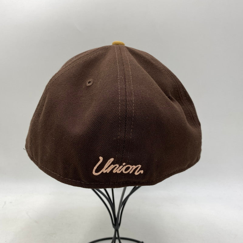 【中古品】【メンズ/レディース】 NEW ERA ニューエラ×UNION ユニオン 59FIFTY U HALO LOGO CAP ロゴ キャップ 帽子 185-261017-cs-17-izu サイズ：7 3/8 カラー：ブラウン 万代Net店