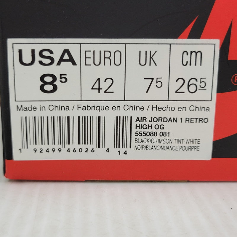 【中古品】【メンズ】 NIKE ナイキ AIR JORDAN 1 RETRO HIGH OG 555088-081 エア ジョーダン 1 レトロ ハイ OG スニーカー 靴 160-261010-as-08-izu サイズ：26.5cm カラー：BLACK/CRIMSON TINT-WHITE 万代Net店