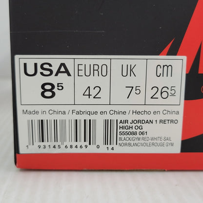 【中古品】【メンズ】 NIKE ナイキ AIR JORDAN 1 RETRO HIGH OG 555088-061 エアジョーダン 1 レトロ ハイ OG スニーカー 靴 160-261010-as-07-izu サイズ：26.5cm カラー：BLACK/GYM RED-WHITE-SAIL 万代Net店