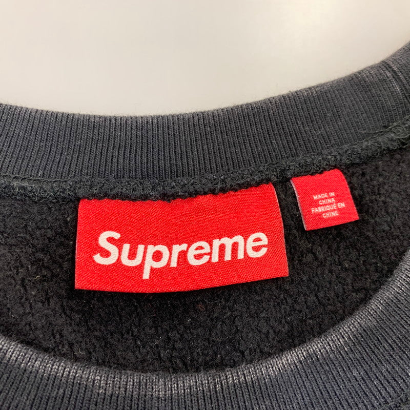 【中古品】【メンズ】 SUPREME シュプリーム WASHED BOX LOGO CREWNECK ウォッシュド ボックス ロゴ クルーネック トップス 長袖 149-261011-sm-07-izu サイズ：XL カラー：ブラック 万代Net店
