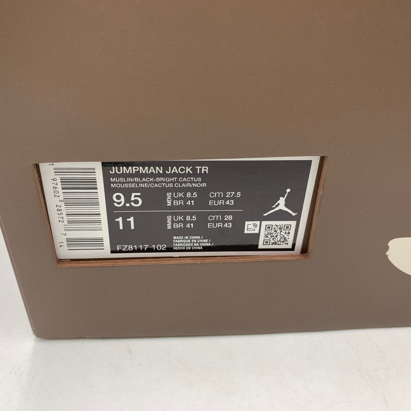 【中古美品】【メンズ】 NIKE ナイキ × TRAVIS SCOTT トラヴィス スコット FZ8117-102 JORDAN JUMPMAN JACK TR CJ1 T-REXX ジャンプマン ジャック スニーカー 靴 160-261011-kh-11-izu サイズ：27.5 カラー：MUSLIN/BLACK-BRIGHT CACTUS 万代Net店