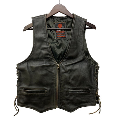 【中古品】【メンズ】 R.B.C RAINBOW LEATHER VEST レザー ベスト アウター 146-991216-kh-08-izu サイズ：F カラー：ブラック 万代Net店