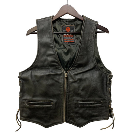 【中古品】【メンズ】 R.B.C RAINBOW LEATHER VEST レザー ベスト アウター 146-261016-kh-08-izu サイズ：F カラー：ブラック 万代Net店