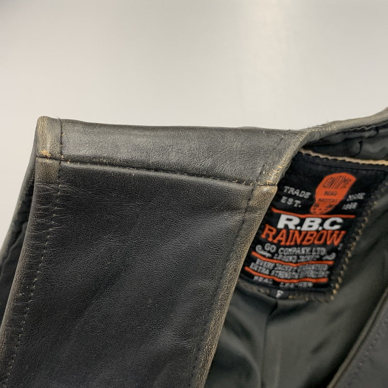 【中古品】【メンズ】 R.B.C RAINBOW LEATHER VEST レザー ベスト アウター 146-991216-kh-08-izu サイズ：F カラー：ブラック 万代Net店
