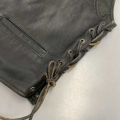 【中古品】【メンズ】 R.B.C RAINBOW LEATHER VEST レザー ベスト アウター 146-991216-kh-08-izu サイズ：F カラー：ブラック 万代Net店