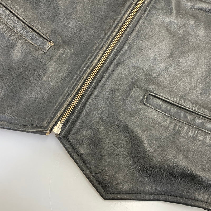 【中古品】【メンズ】 R.B.C RAINBOW LEATHER VEST レザー ベスト アウター 146-991216-kh-08-izu サイズ：F カラー：ブラック 万代Net店
