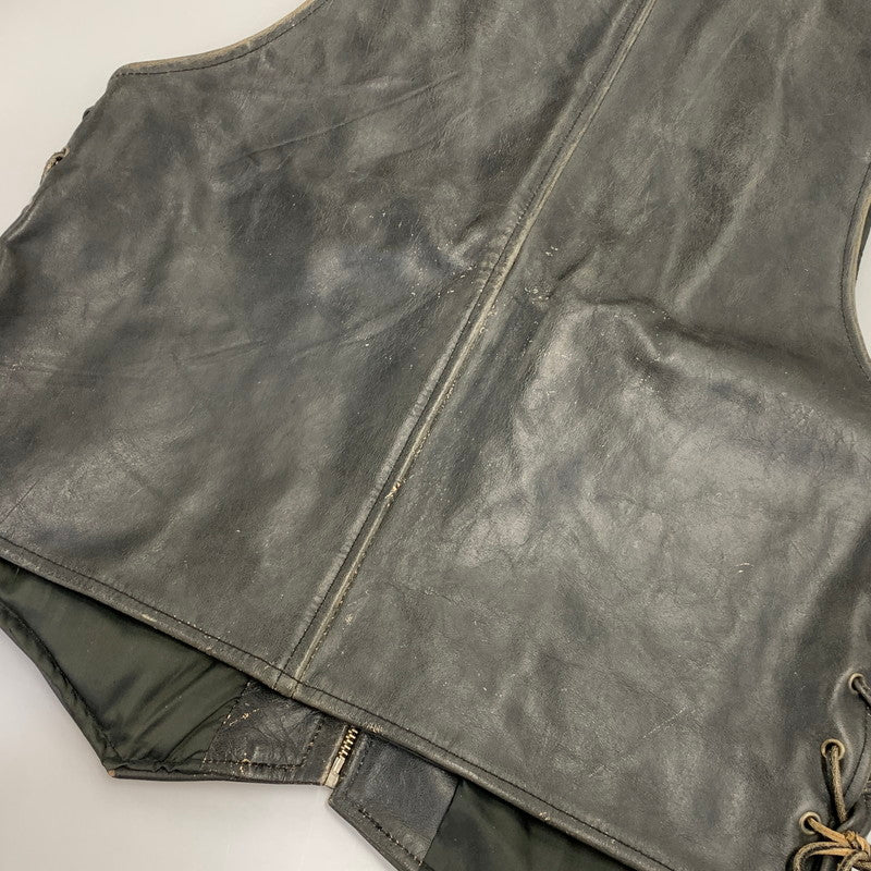【中古品】【メンズ】 R.B.C RAINBOW LEATHER VEST レザー ベスト アウター 146-991216-kh-08-izu サイズ：F カラー：ブラック 万代Net店