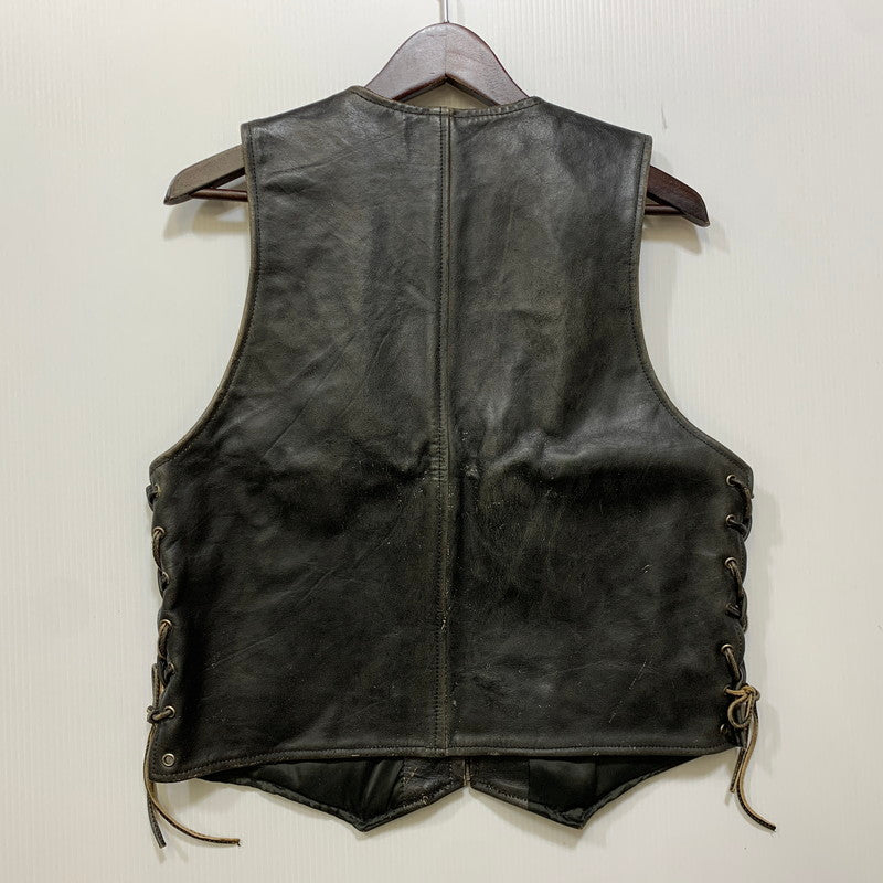 【中古品】【メンズ】 R.B.C RAINBOW LEATHER VEST レザー ベスト アウター 146-991216-kh-08-izu サイズ：F カラー：ブラック 万代Net店