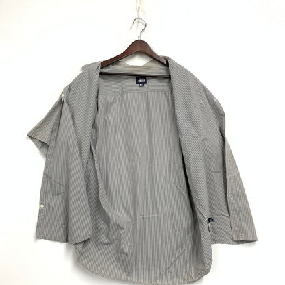 【中古品】【メンズ】 OLD STUSSY オールドステューシー 紺タグ 90S STRIPE SS SHIRT ストライプ ショートスリーブ シャツ トップス 半袖 142-261023-cs-15-izu サイズ：XL カラー：グレー 万代Net店