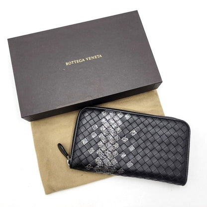 【中古品】【メンズ/レディース】 BOTTEGAVENETA ボッテガヴェネタ イントレチャート ラウンドファスナー ロングウォレット 長財布 181-261013-as-17-izu カラー：ブラック 万代Net店