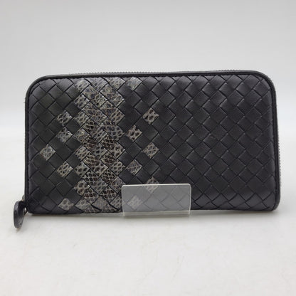 【中古品】【メンズ/レディース】 BOTTEGAVENETA ボッテガヴェネタ イントレチャート ラウンドファスナー ロングウォレット 長財布 181-261013-as-17-izu カラー：ブラック 万代Net店