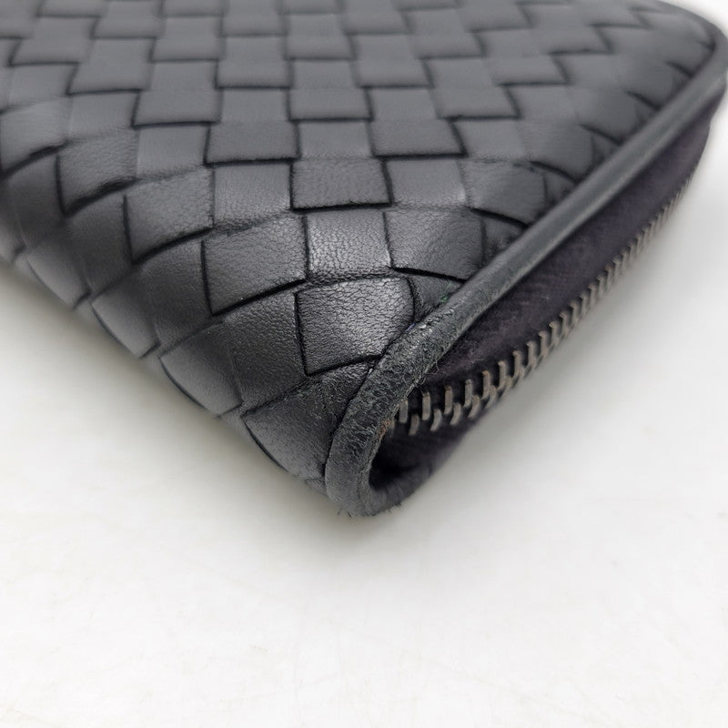 【中古品】【メンズ/レディース】 BOTTEGAVENETA ボッテガヴェネタ イントレチャート ラウンドファスナー ロングウォレット 長財布 181-261013-as-17-izu カラー：ブラック 万代Net店