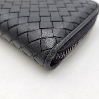 【中古品】【メンズ/レディース】 BOTTEGAVENETA ボッテガヴェネタ イントレチャート ラウンドファスナー ロングウォレット 長財布 181-261013-as-17-izu カラー：ブラック 万代Net店