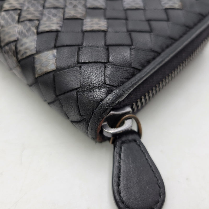 【中古品】【メンズ/レディース】 BOTTEGAVENETA ボッテガヴェネタ イントレチャート ラウンドファスナー ロングウォレット 長財布 181-261013-as-17-izu カラー：ブラック 万代Net店