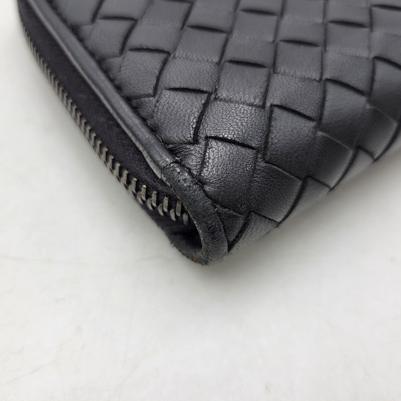 【中古品】【メンズ/レディース】 BOTTEGAVENETA ボッテガヴェネタ イントレチャート ラウンドファスナー ロングウォレット 長財布 181-261013-as-17-izu カラー：ブラック 万代Net店