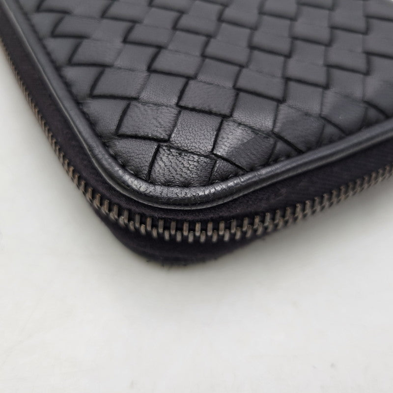 【中古品】【メンズ/レディース】 BOTTEGAVENETA ボッテガヴェネタ イントレチャート ラウンドファスナー ロングウォレット 長財布 181-261013-as-17-izu カラー：ブラック 万代Net店