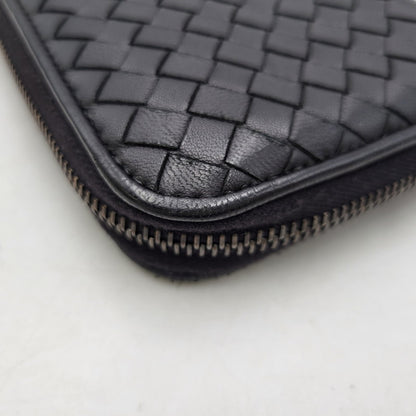 【中古品】【メンズ/レディース】 BOTTEGAVENETA ボッテガヴェネタ イントレチャート ラウンドファスナー ロングウォレット 長財布 181-261013-as-17-izu カラー：ブラック 万代Net店